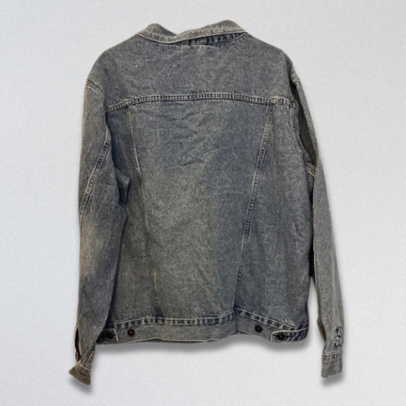 SYX Denim Jacket Custom Embroidered Graphic Front Chest Pocket Blue Men’s XL NWT - Picture 4 of 8